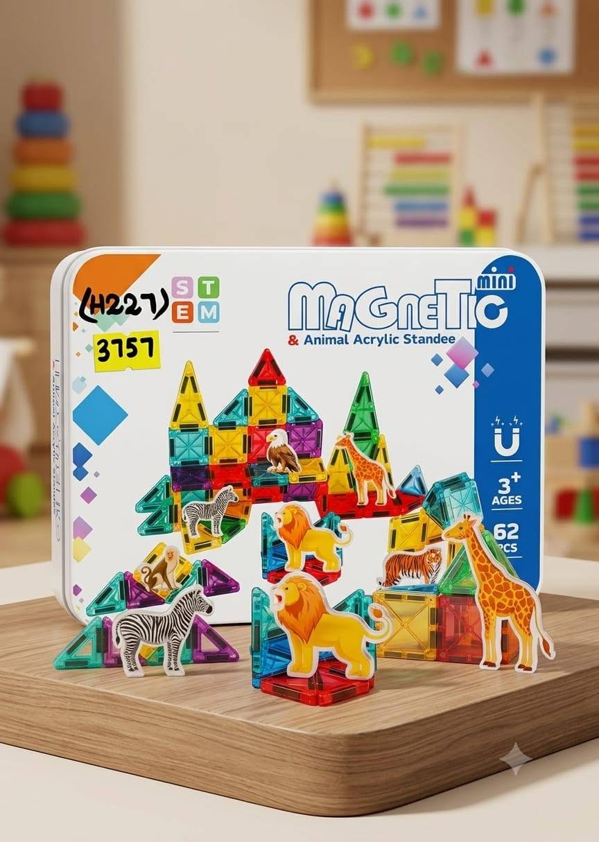 Mini Magnetic Tiles 62-Pcs