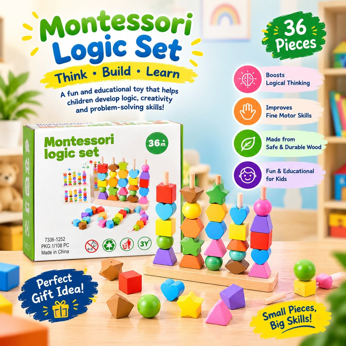 Montessori Logic Set – 36 Pieces Educational Toy